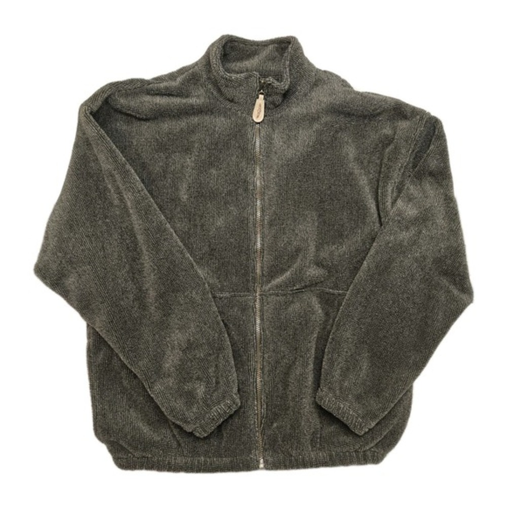 Straight Down Golf Jacket Men Large Vintage Full Zip Fleece Brown Outdoor Casual